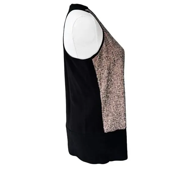 Eileen Fisher Silk Sleeveless Sequin Beaded Top Gold Size SP Small Petite - Picture 4 of 9
